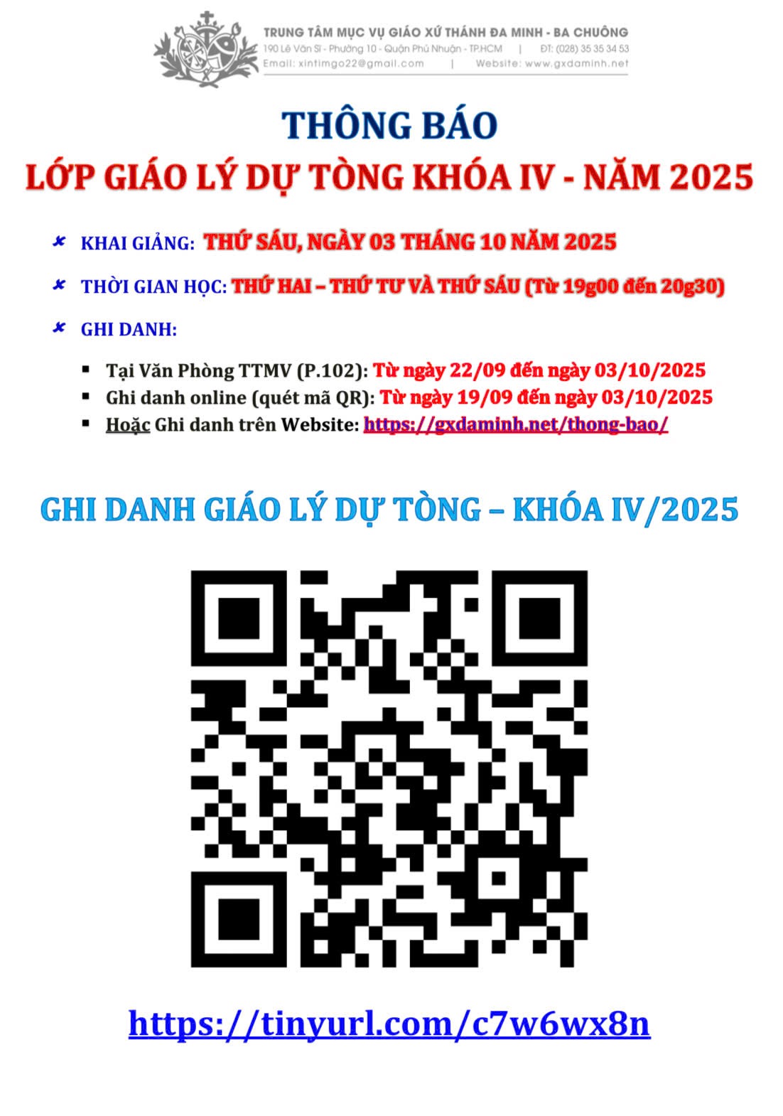 Lớp Giáo lý Dự Tòng Khóa IV - Năm 2025