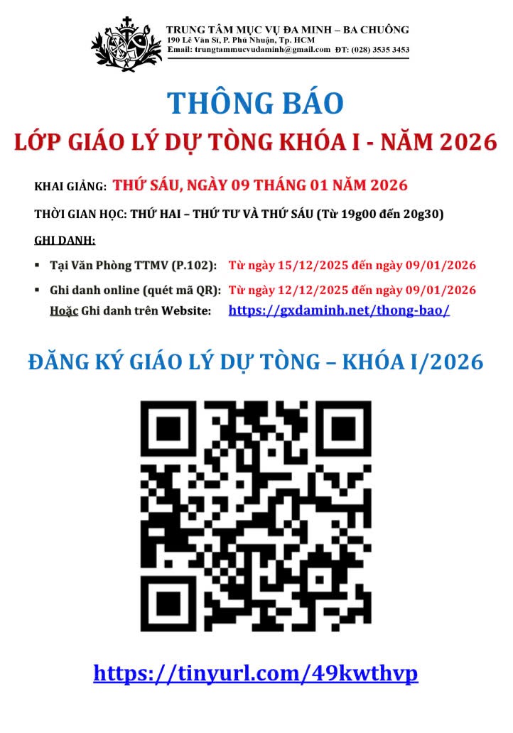 Lớp Giáo lý Dự Tòng Khóa I - Năm 2026