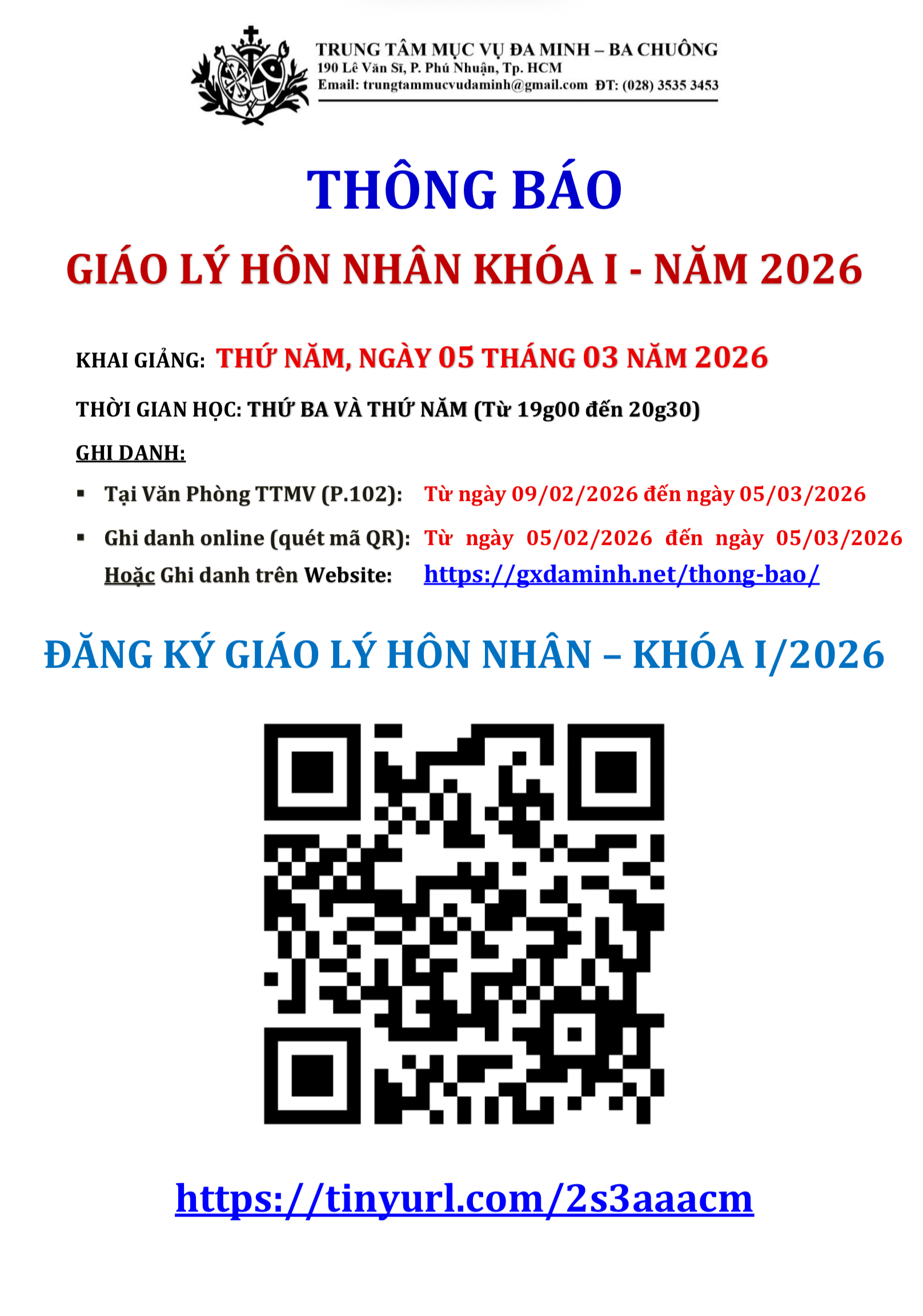 Lớp Giáo lý Hôn Nhân Khóa I - Năm 2026