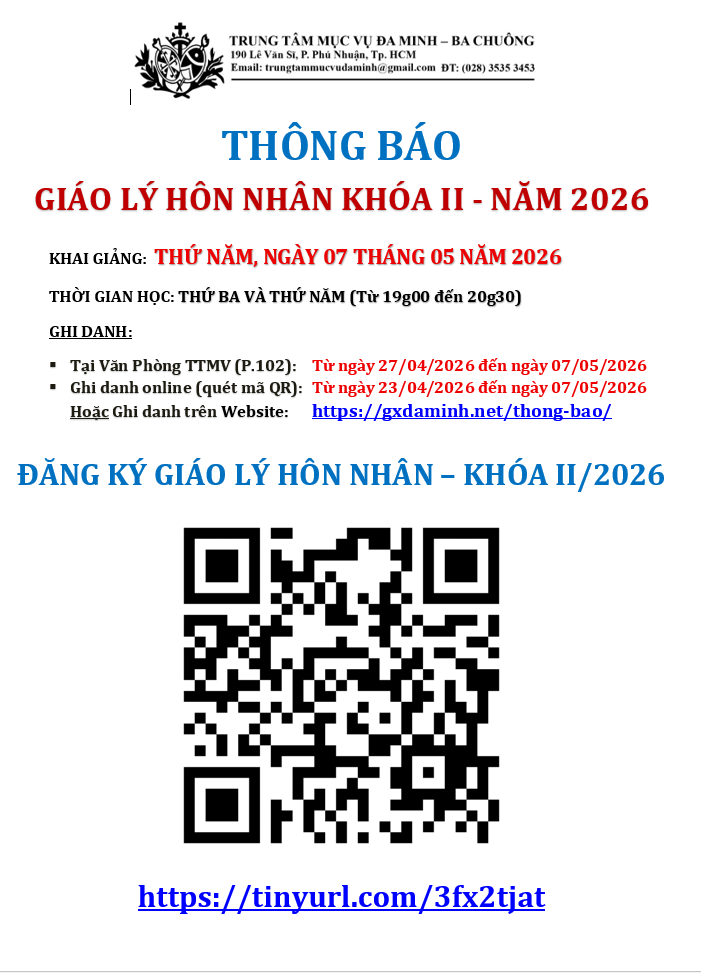 GIÁO LÝ HÔN NHÂN KHÓA II - NĂM 2026