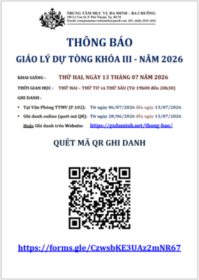 Lớp Giáo lý Dự Tòng Khóa III – Năm 2026