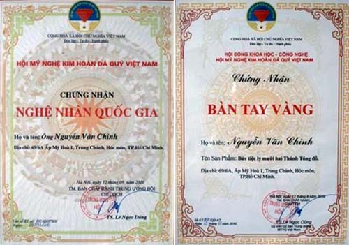 Nghệ nhân Duy Chinh : giải Bàn Tay Vàng